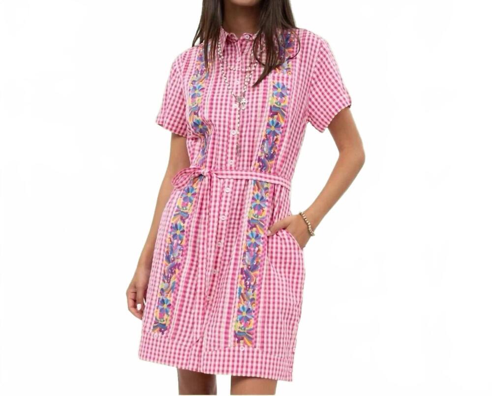 NEW SISTER MARY dominga fiesta gingham mini dress in pink checkered